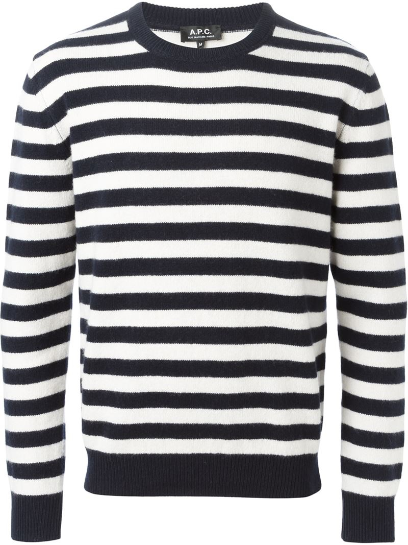 A.P.C. Striped Sweater in Blue for Men - Lyst