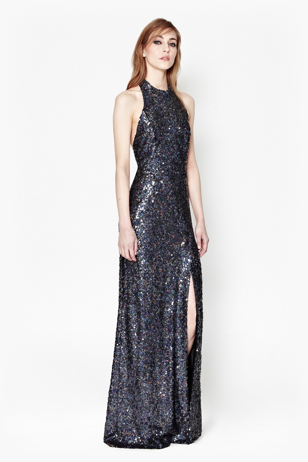 French Connection Lunar SequinEmbellished Maxi Dress in Charcoal (Blue