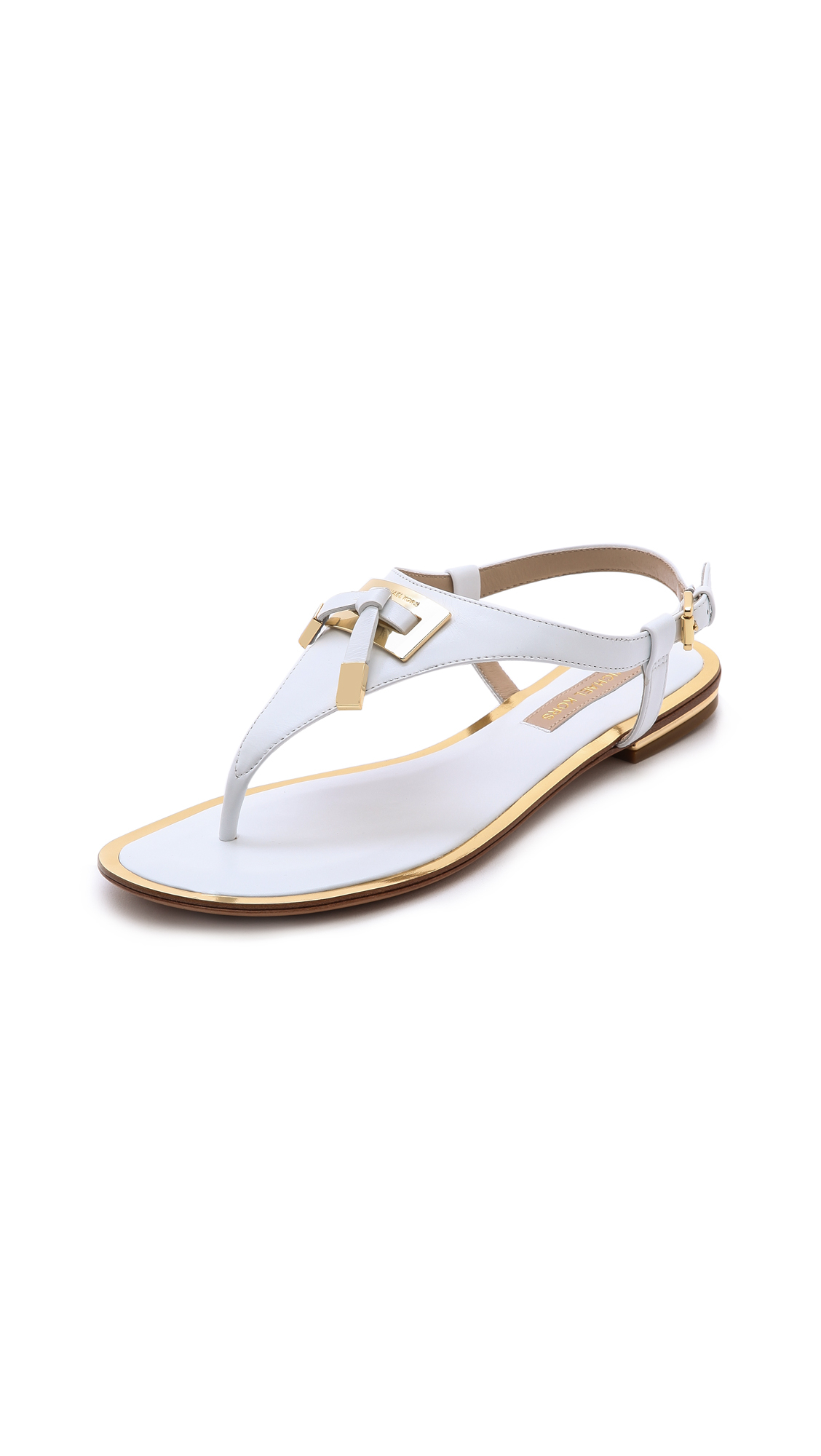 michael kors plate thong sandals white