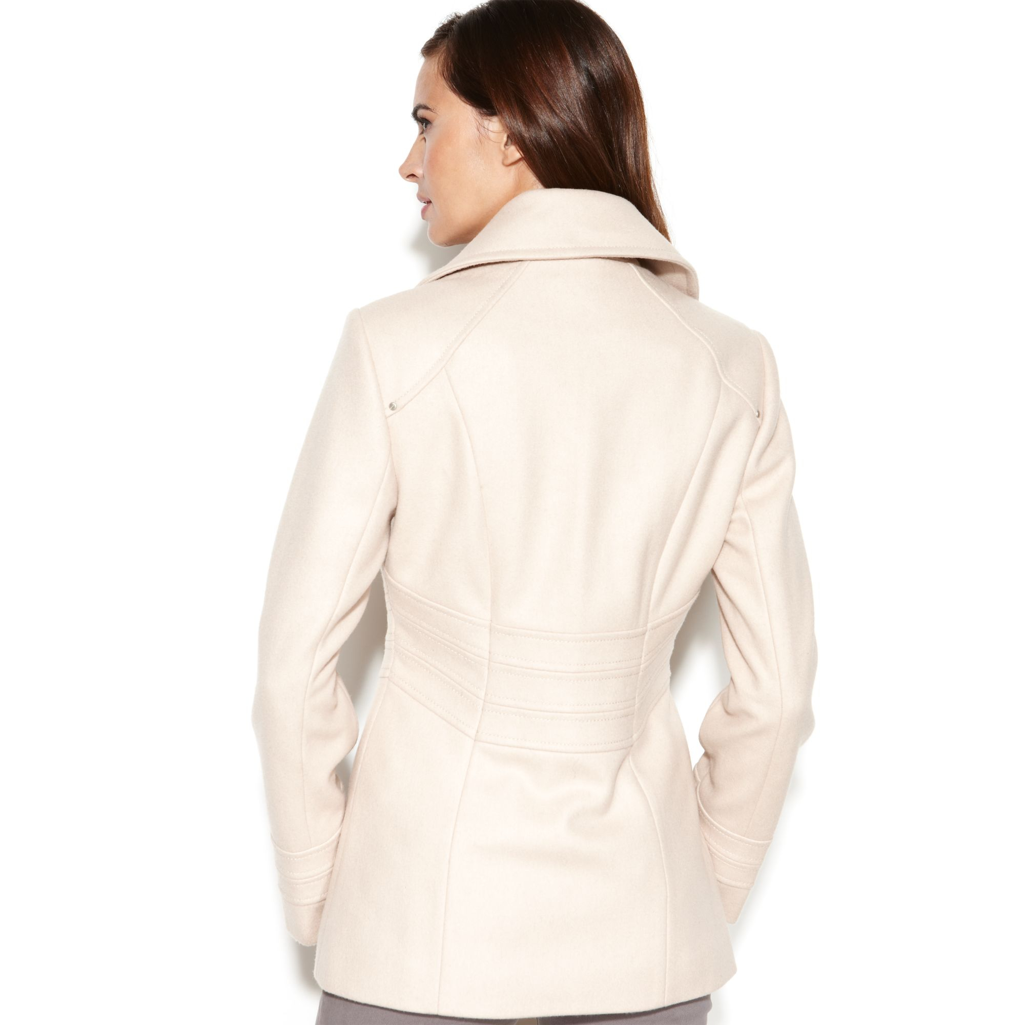 Kenneth Cole Reaction Double-breasted Woolblend Pea Coat in Natural | Lyst