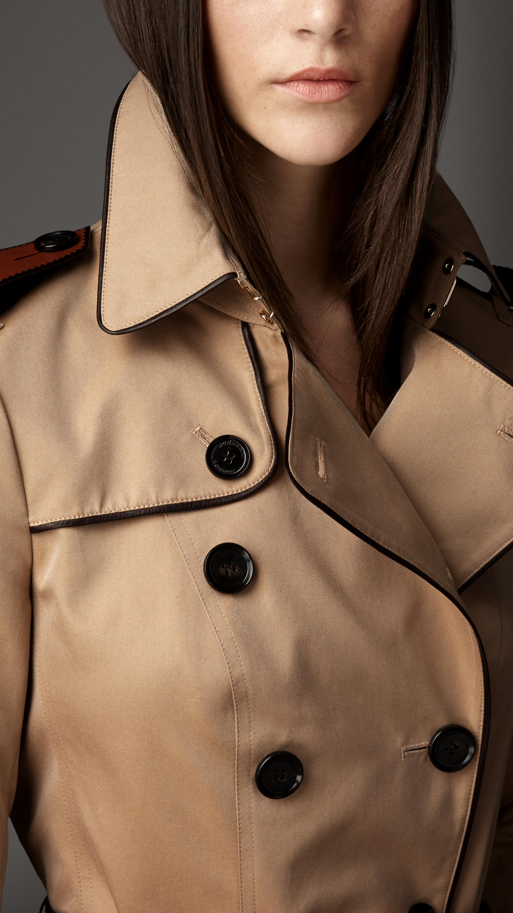 Burberry Mid-Length Leather Trim Trench Coat in Natural | Lyst