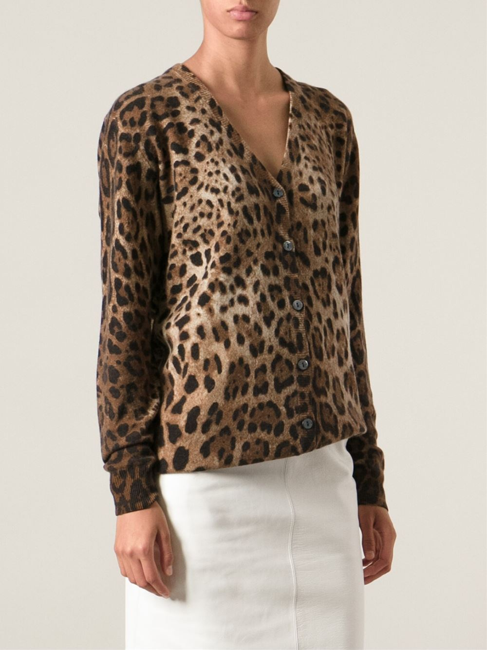 Dolce & Gabbana Leopard Print Cardigan - Lyst