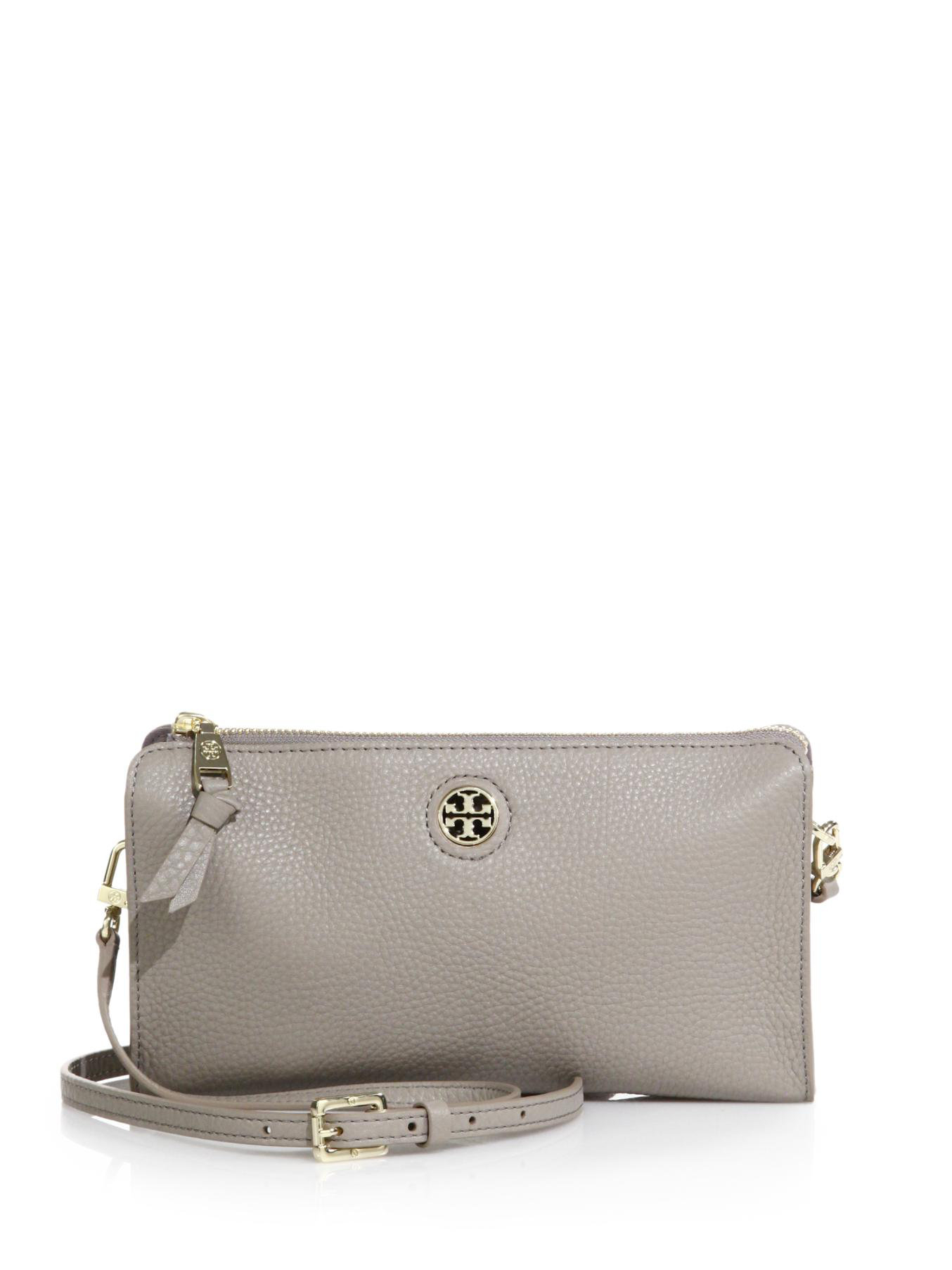 Tory burch Robinson Leather Crossbody Bag in Gray Lyst