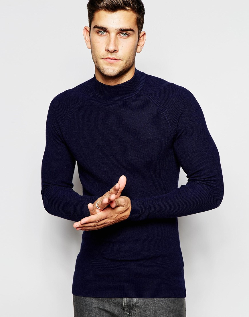 Selected Turtle Neck Jumper in Blue for Men | Lyst