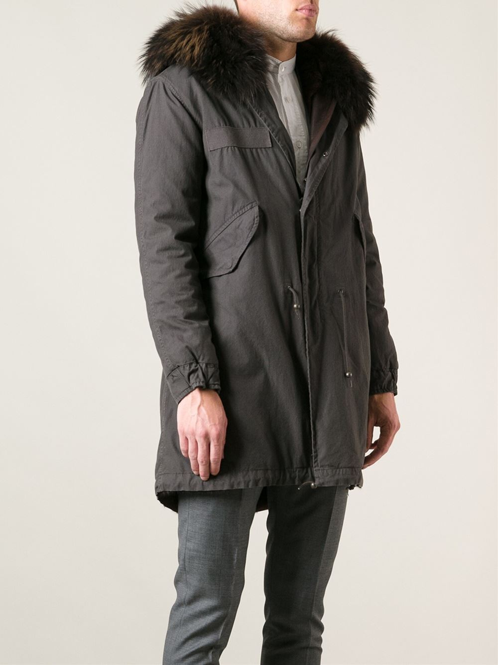 Lyst Mr & Mrs Italy Fur Collar Parka Coat in Brown for Men