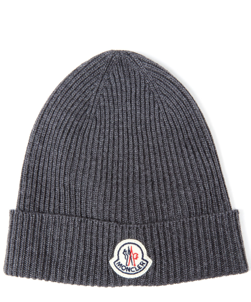 Lyst - Moncler Grey Cable-knit Wool Beanie in Gray for Men
