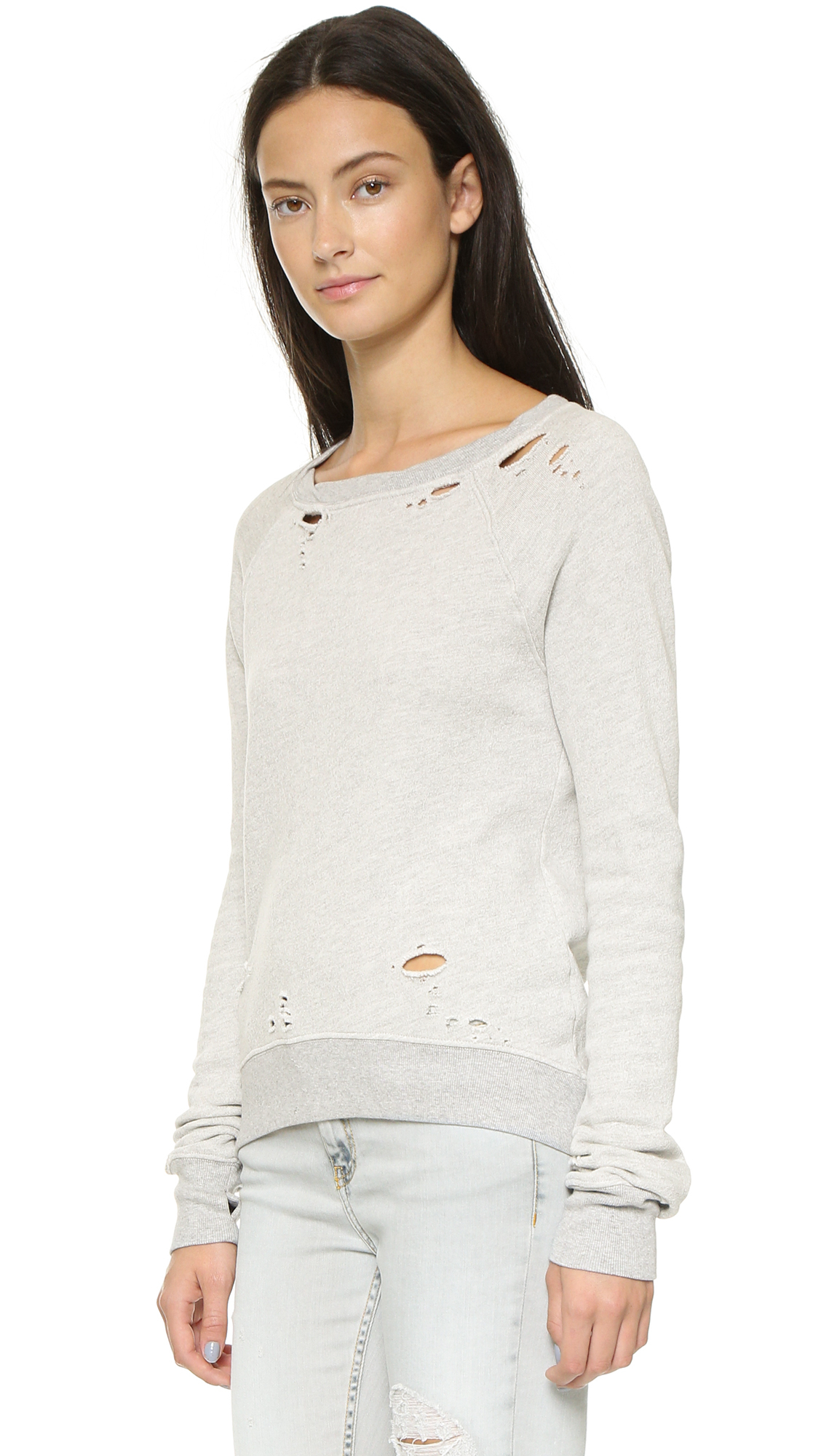  Pam  Gela  Annie Destroyed Sweatshirt Heather Grey in 