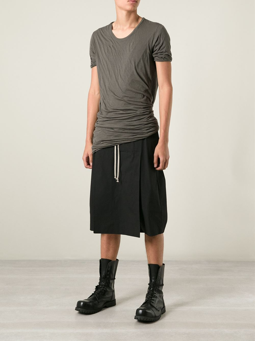 Rick Owens Skirt Overlay Shorts in Black for Men | Lyst