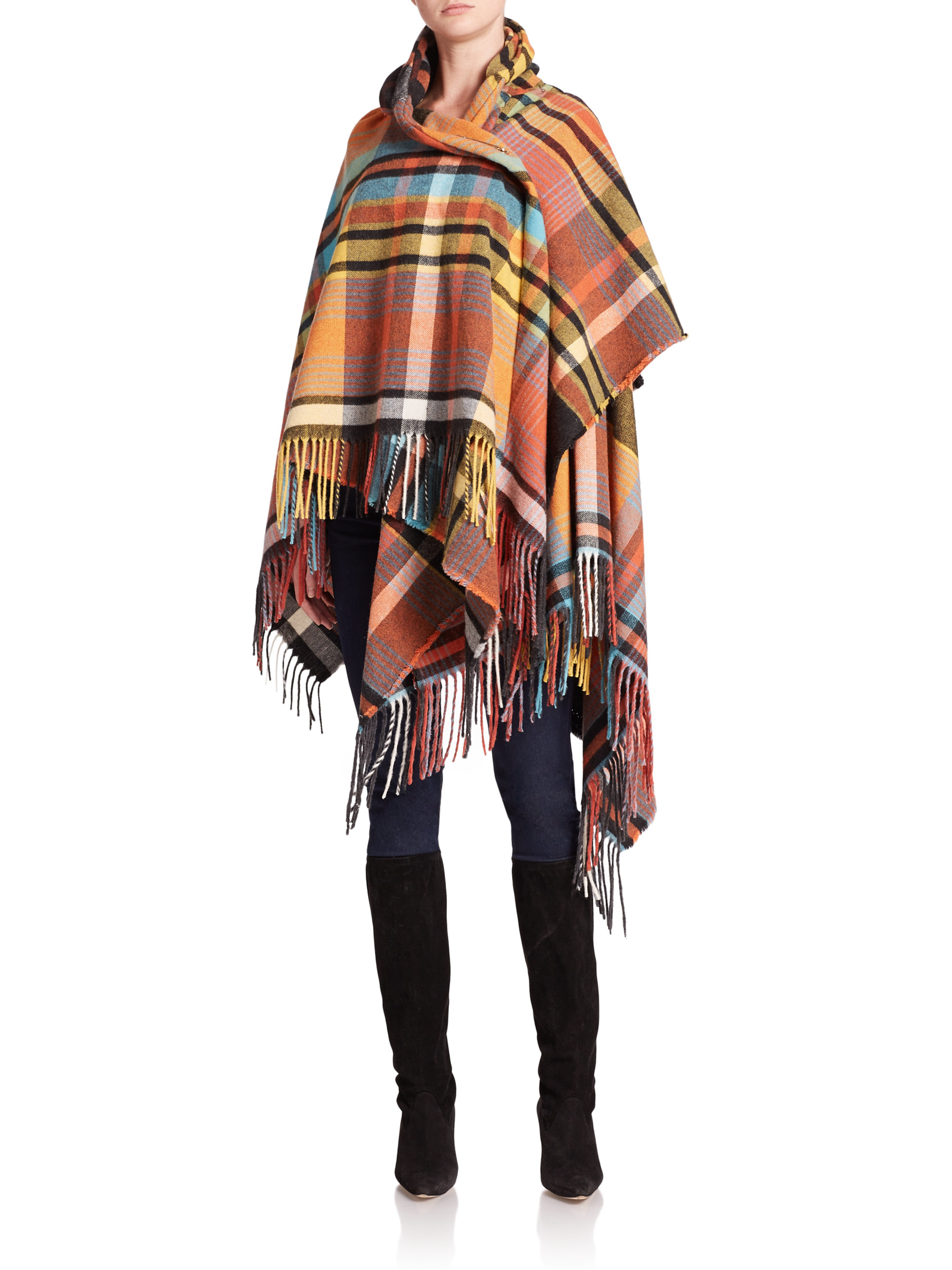 Lyst Vivienne Westwood Plaid Tartan WoolBlend Poncho in Red