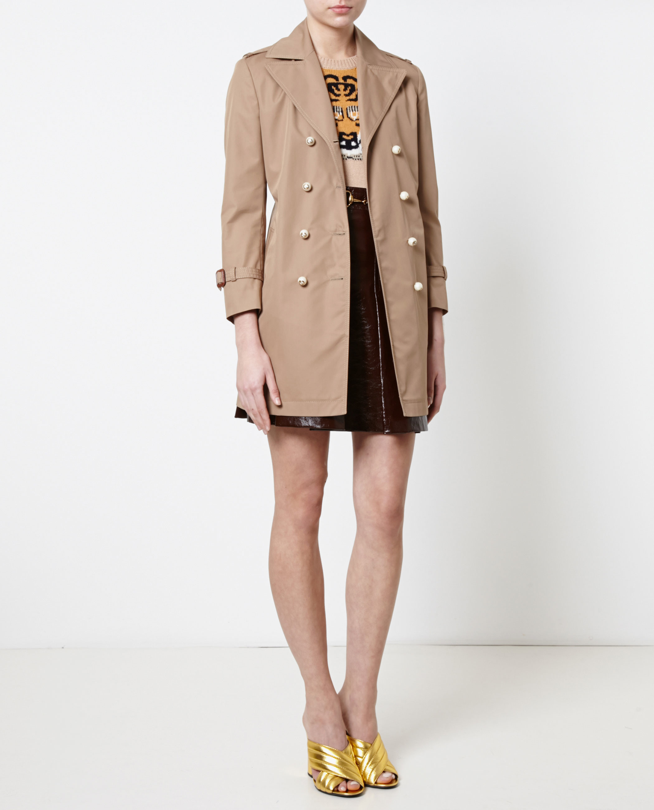 Gucci Trench Coat With Pearl Buttons in Beige (Natural) - Lyst
