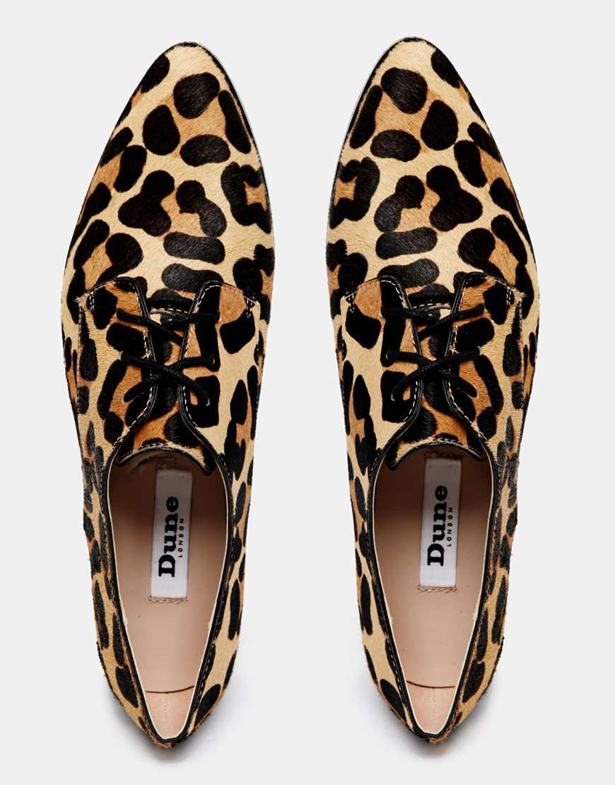 Dune Loris Leopard Pointed Flat Shoes - Lyst