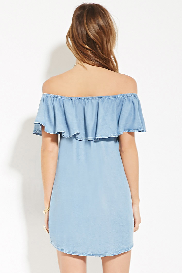 jean off the shoulder dress