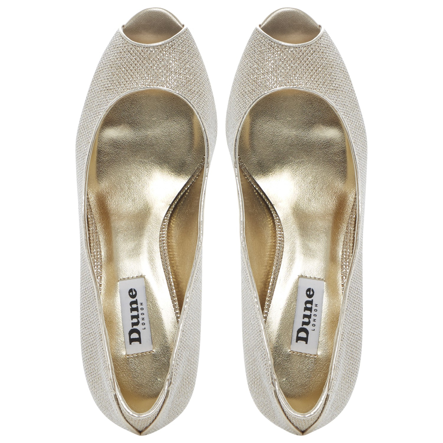 dune gold peep toe shoes
