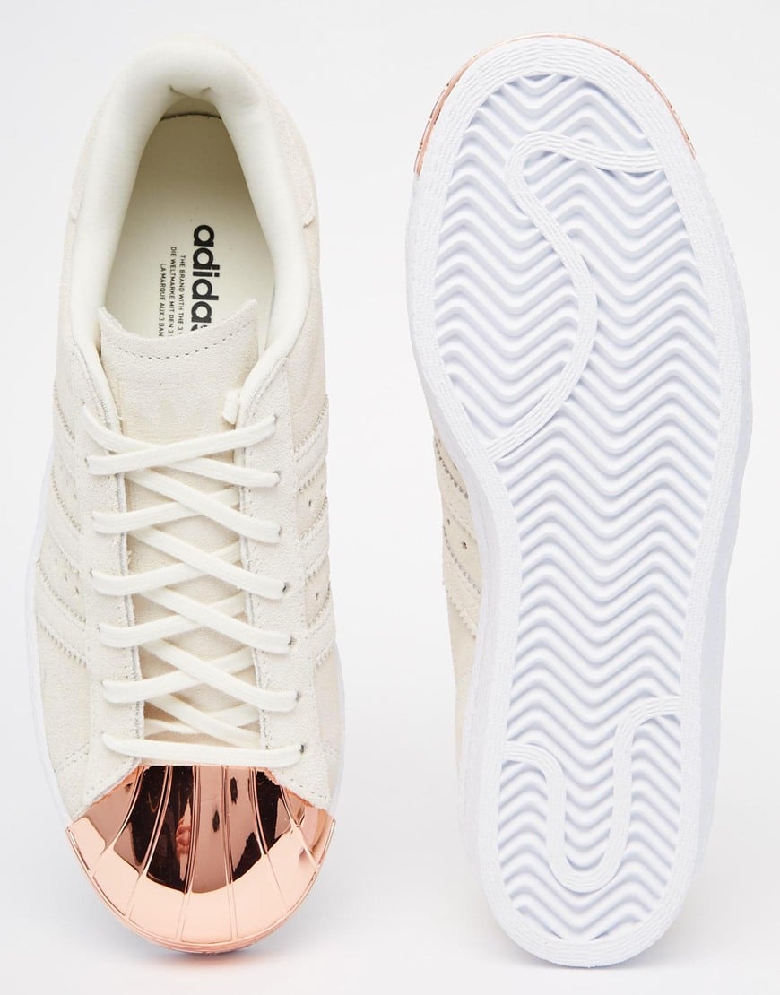 adidas Originals Originals Superstar 80s Rose Gold Metal Toe Cap Trainers  in White | Lyst