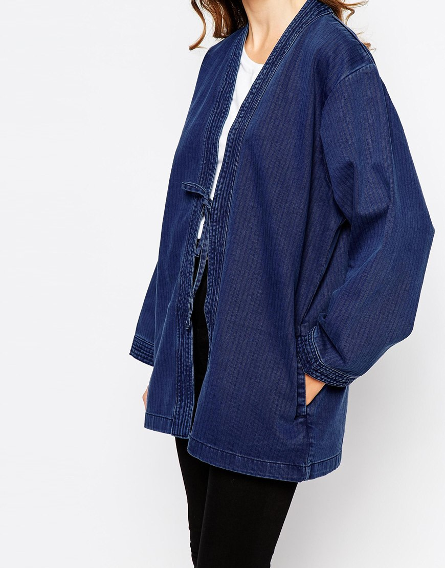 Lyst Wåven Imma Clean Denim Kimono Jacket in Blue