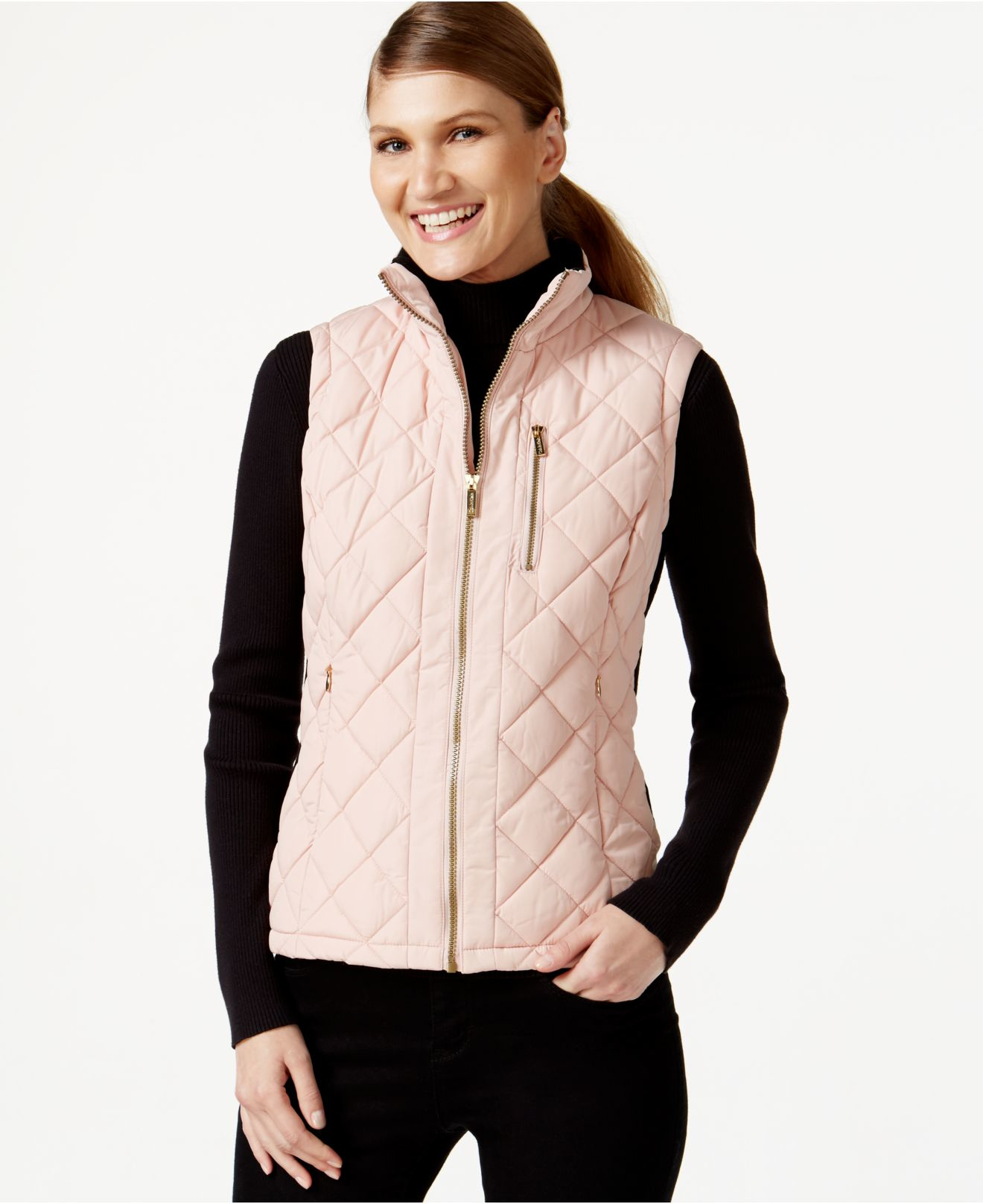 calvin klein pink puffer vest