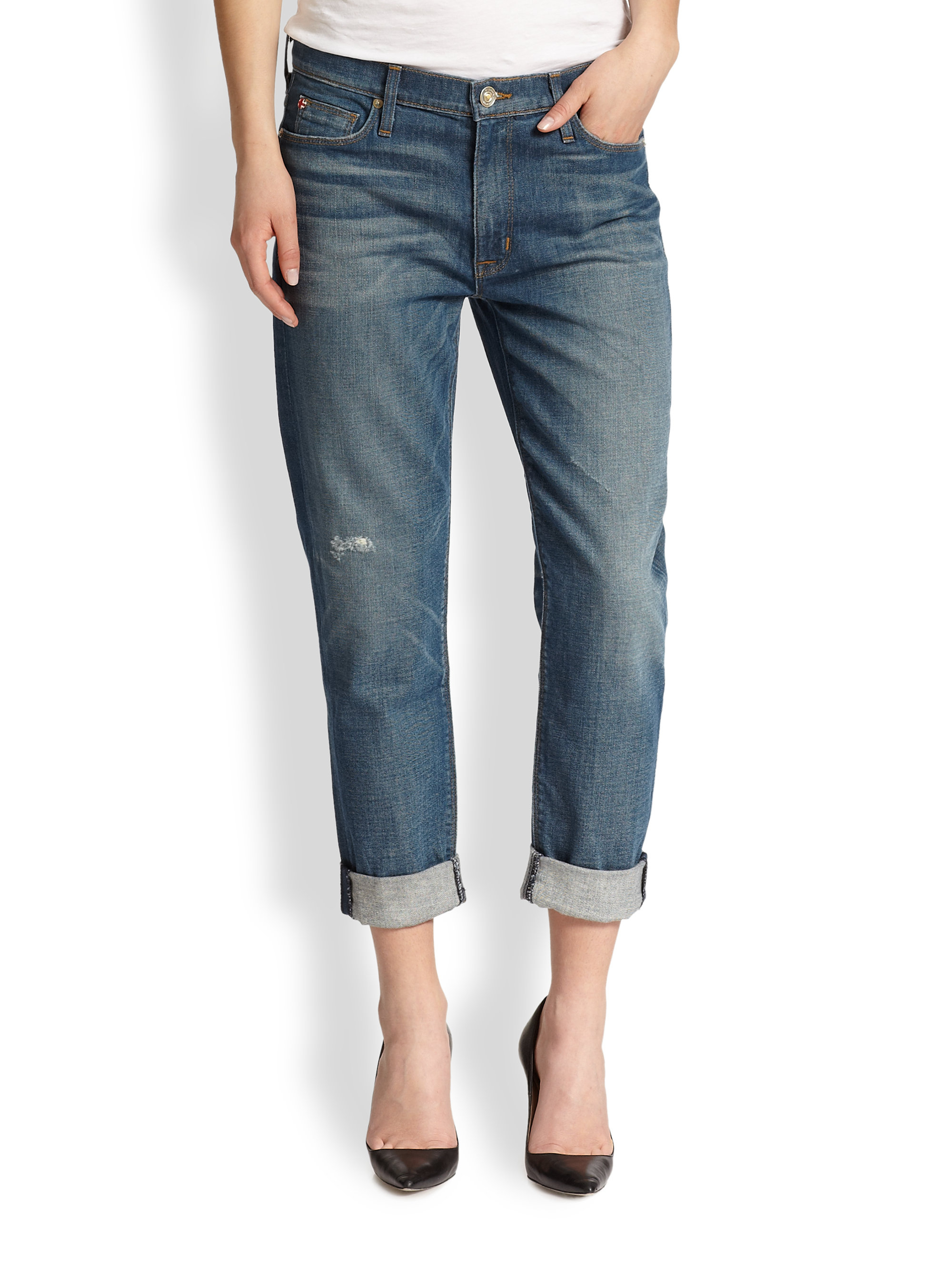 Hudson Jeans Jude Slouchy Skinny Cropped Jeans in Blue - Lyst