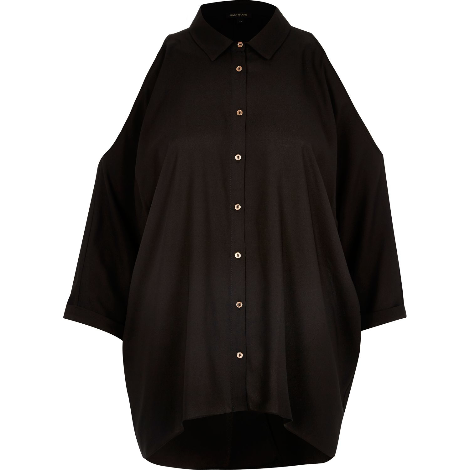 River island Black Tailored Cold Shoulder Shirt in Black | Lyst
