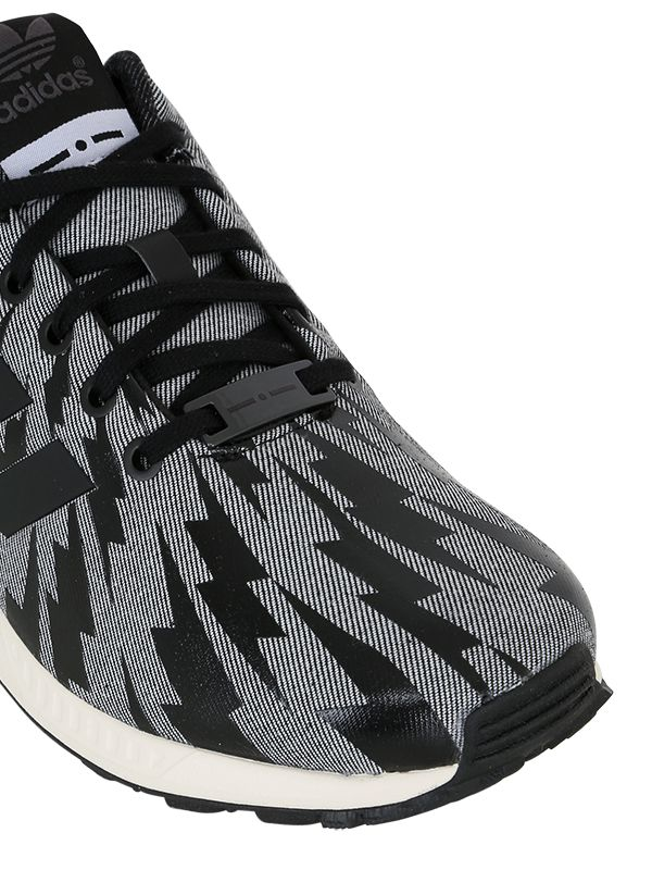 adidas Originals Zx Flux Denim Printed Sneakers in Black/White ...