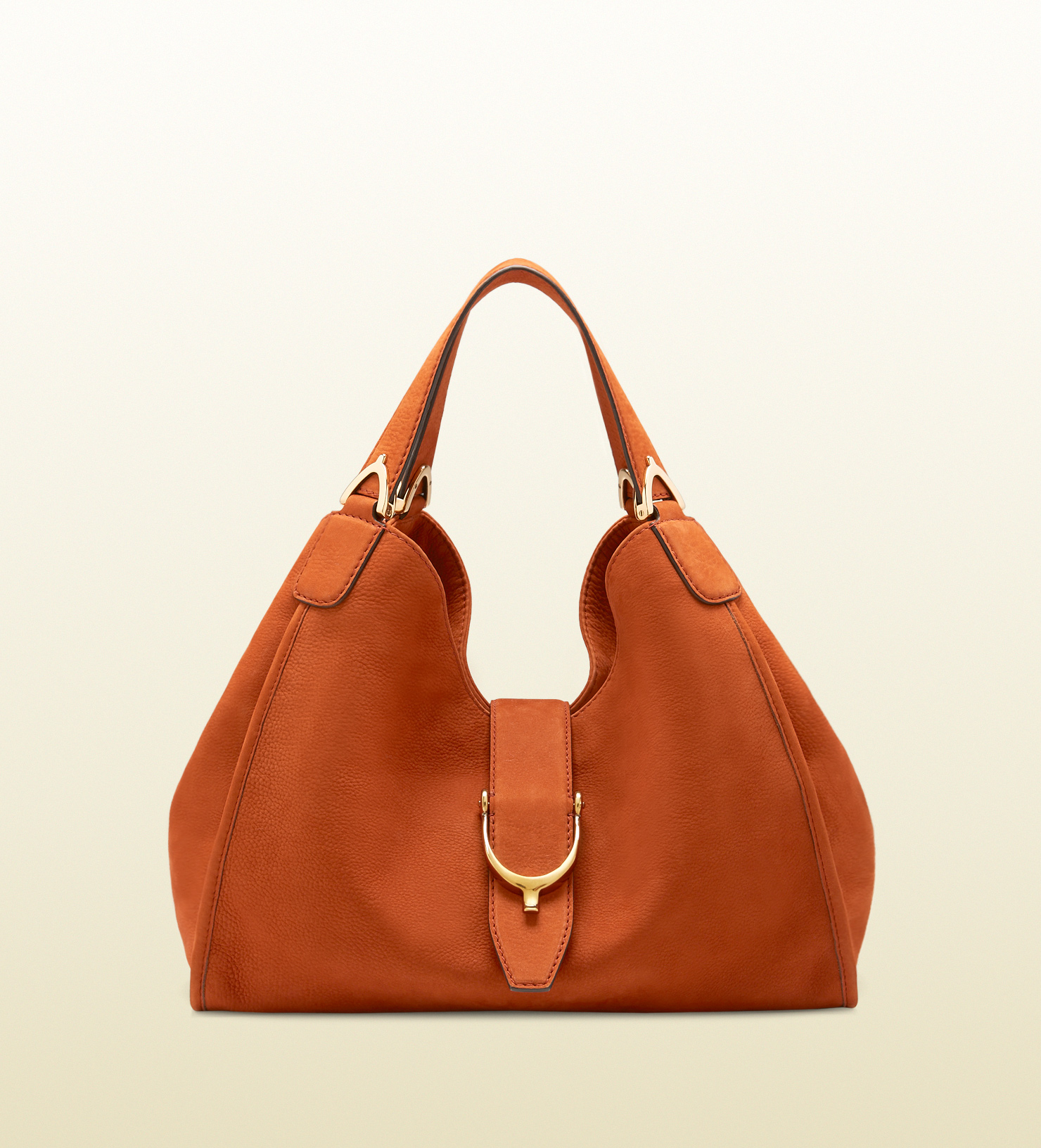 gucci women's brown stirrup leather shoulder bag