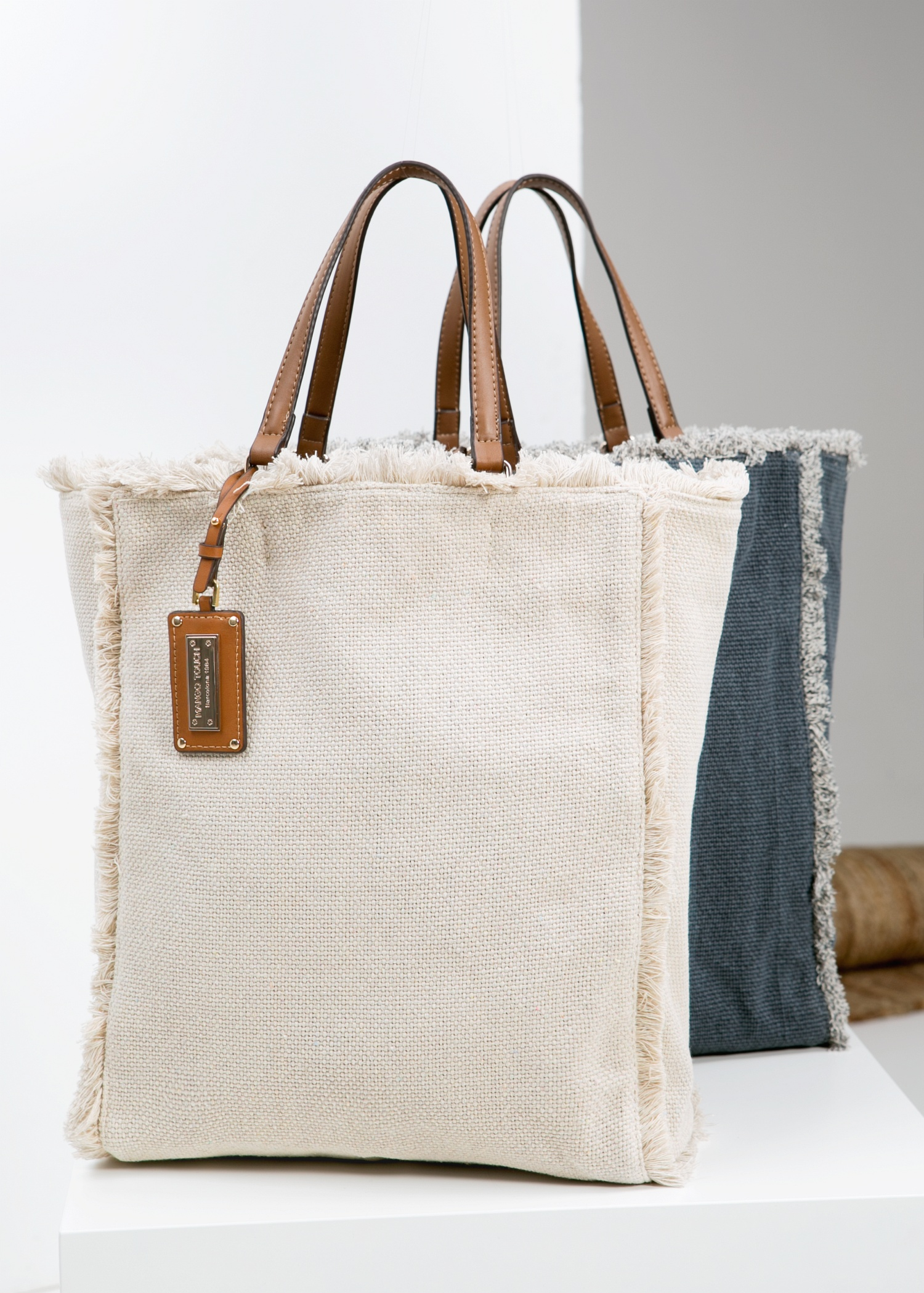 Mango Canvas Shopper Bag in Beige (Natural) - Lyst