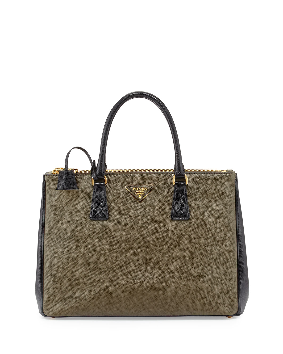 Prada Saffiano Lux Bicolor Doublezip Tote Bag in Green Lyst