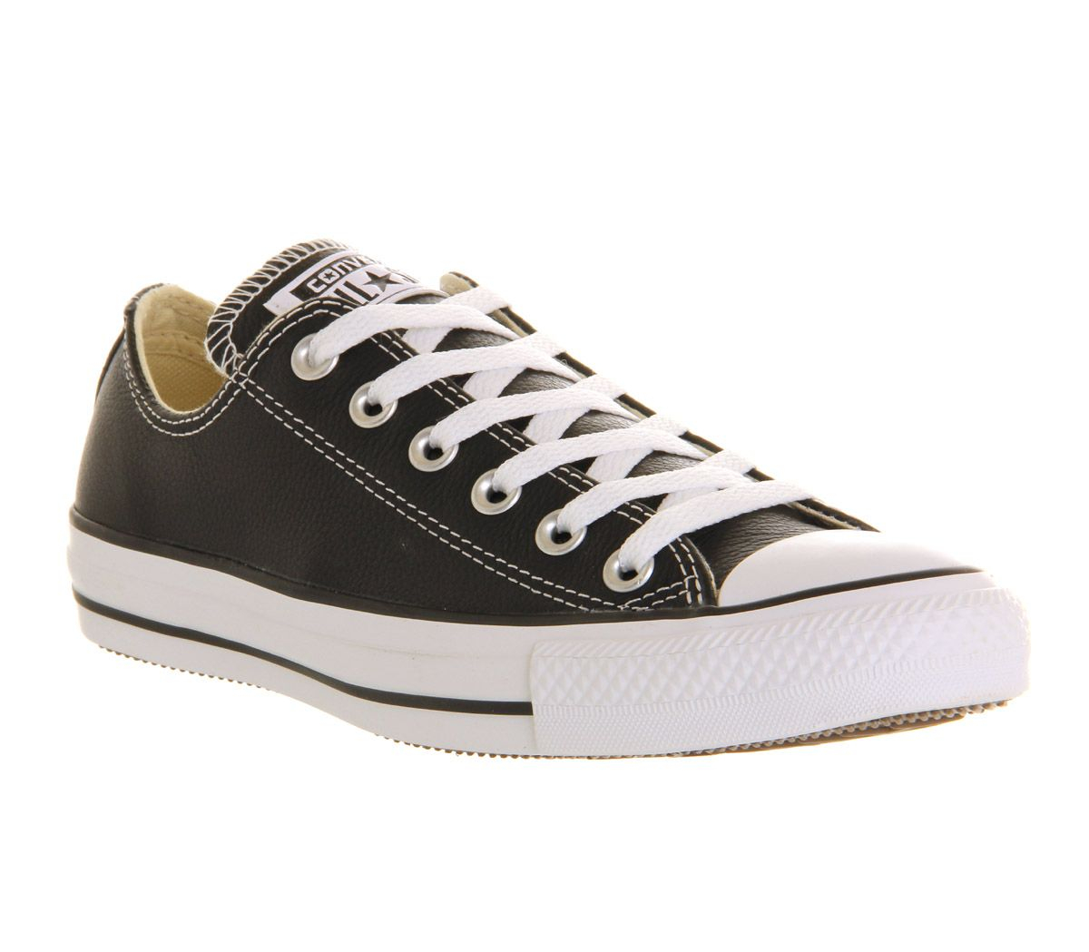 Converse Allstar Low Leather Trainer in Black | Lyst