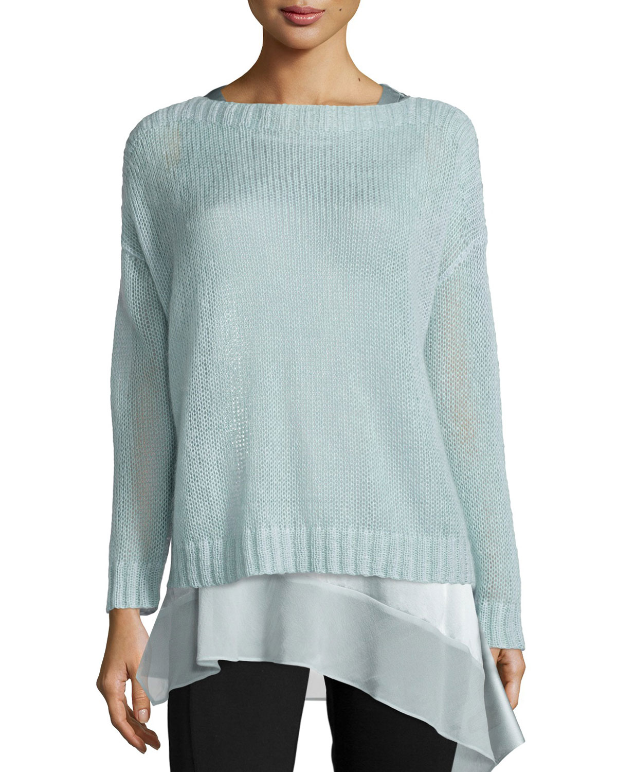 Eileen Fisher Synthetic Airy Mohair Box Top in Blue - Lyst