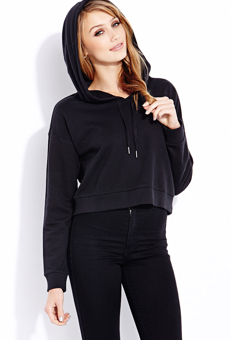 forever 21 black cropped hoodie