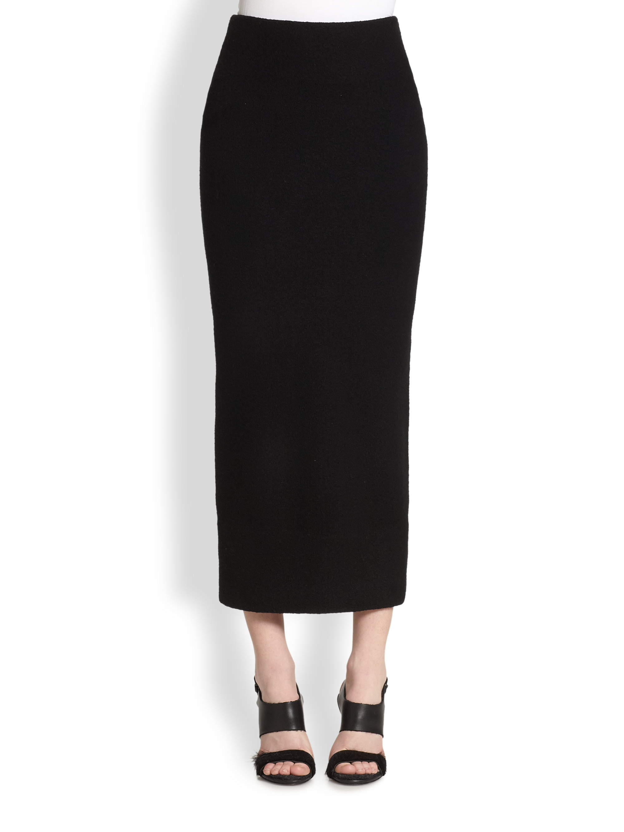Acne Studios Donna Boiled Wool Zip-Back Column Skirt in Black - Lyst
