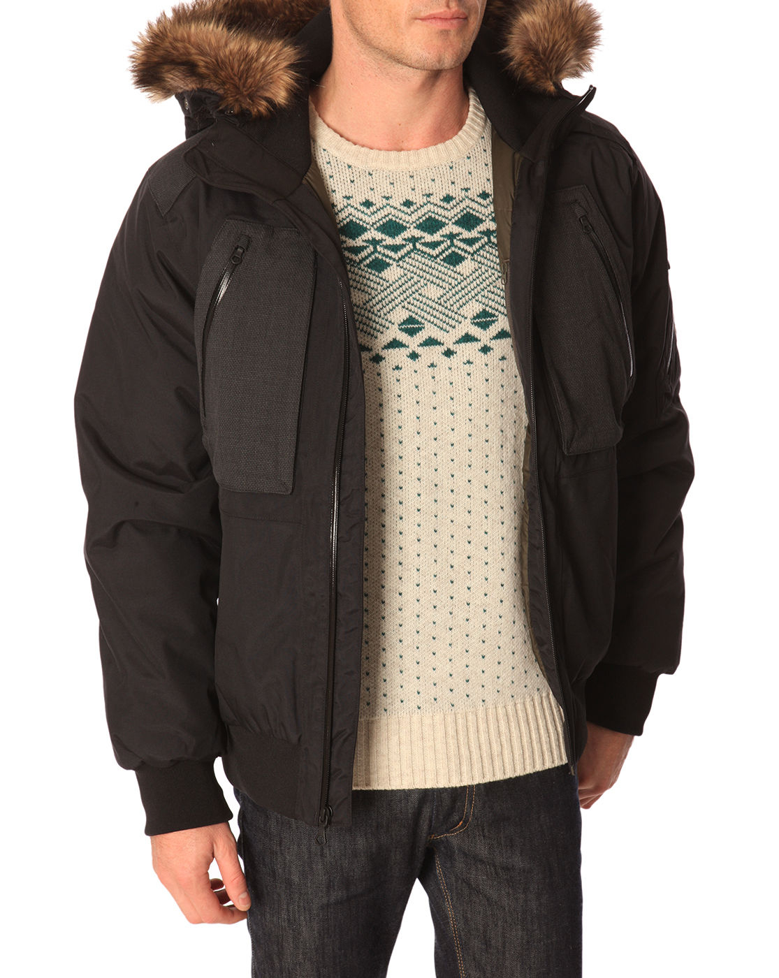 The north face Gulmarg Guide Jacket Black Down Jacket With Multipockets And Removable Faux-Fur 