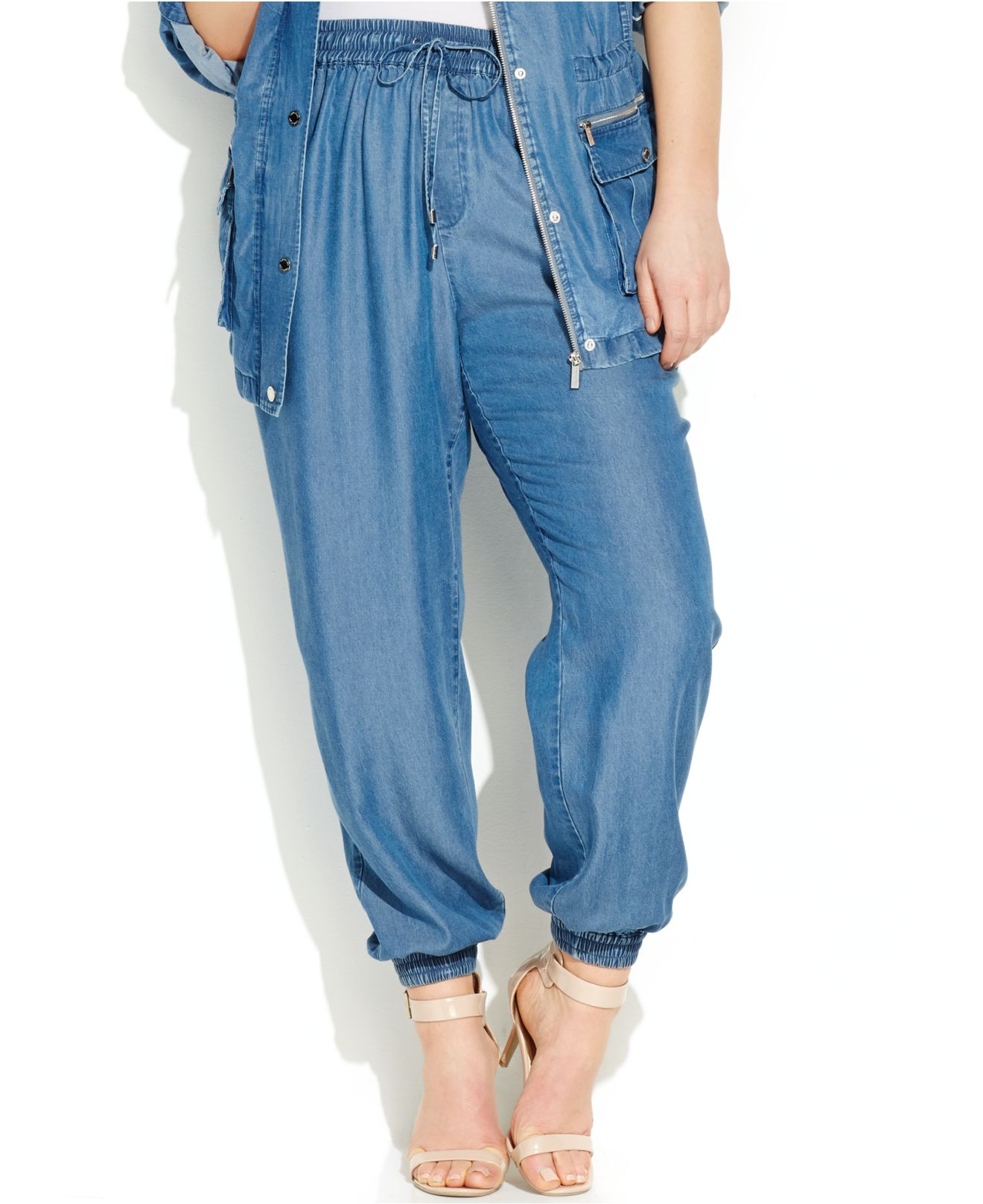 plus size denim joggers