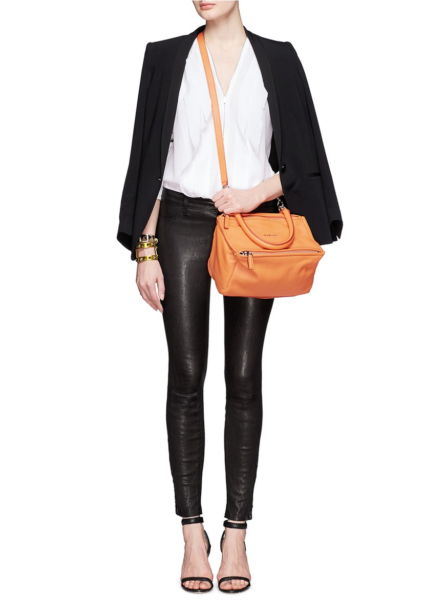 Givenchy Pandora Small Leather Bag in Orange | Lyst