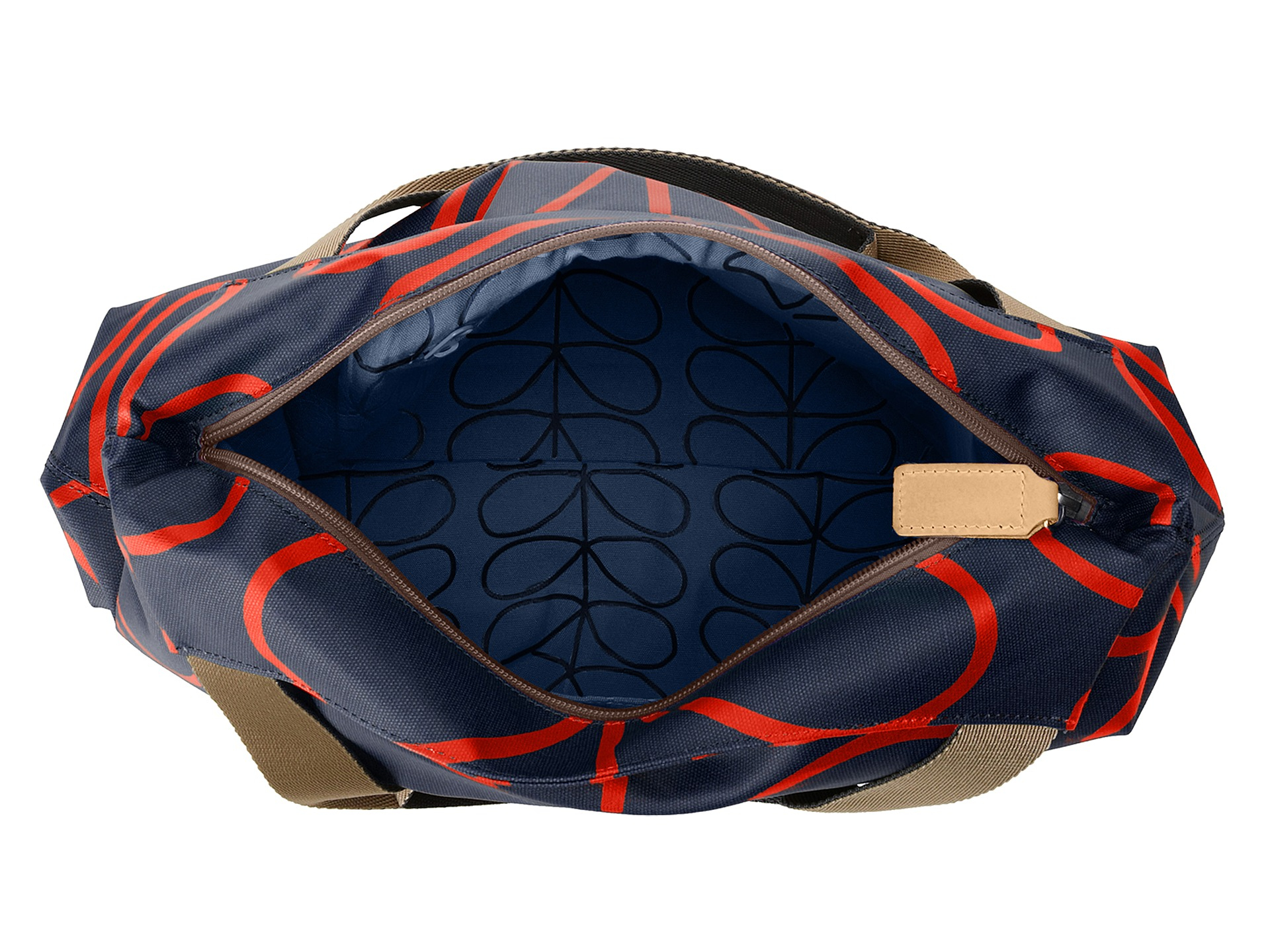 Orla Kiely Giant Linear Stem Classic Zip Shoulder Bag In Navy Blue Lyst