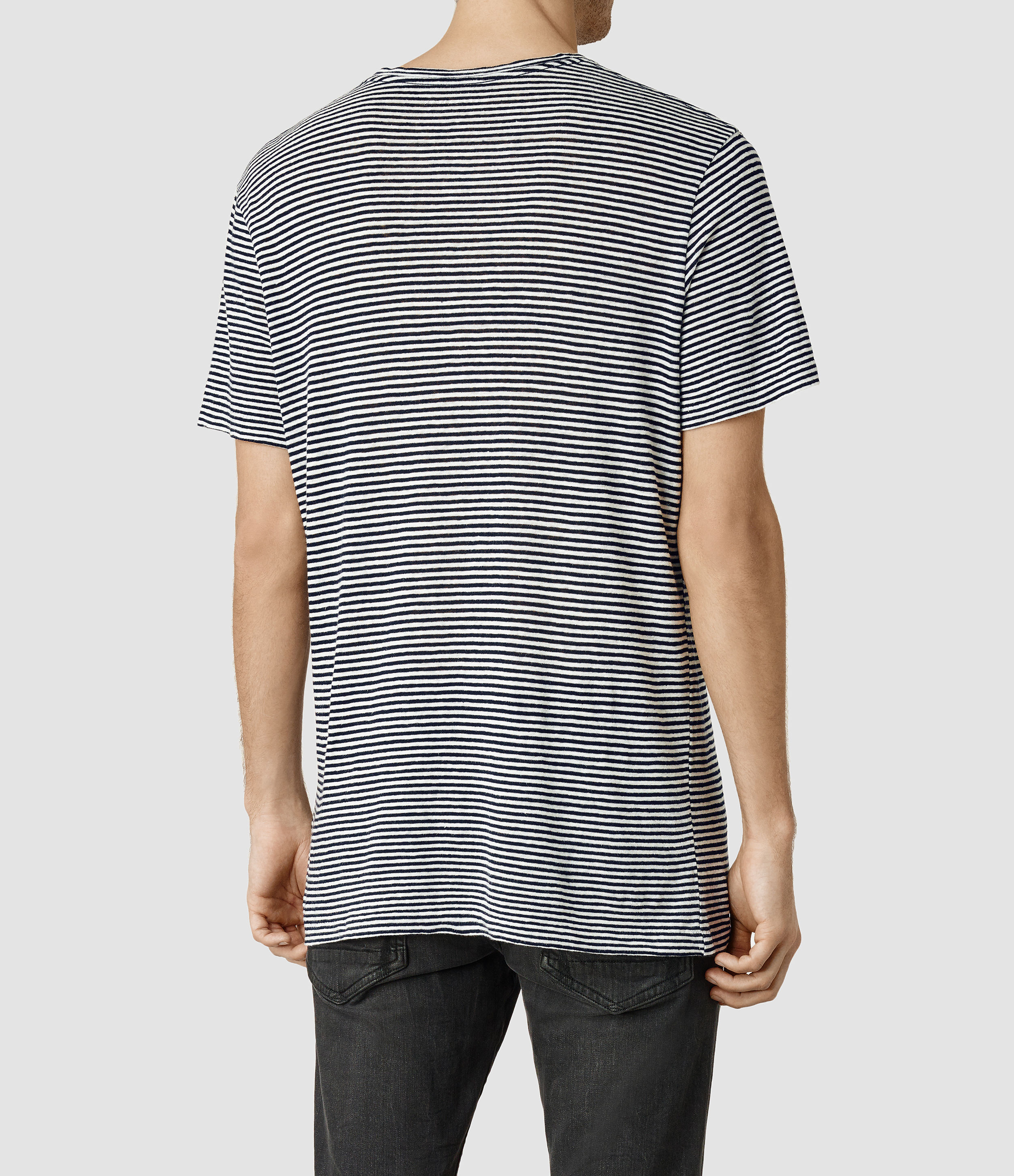 AllSaints Finis Stripe Crew T-Shirt in 