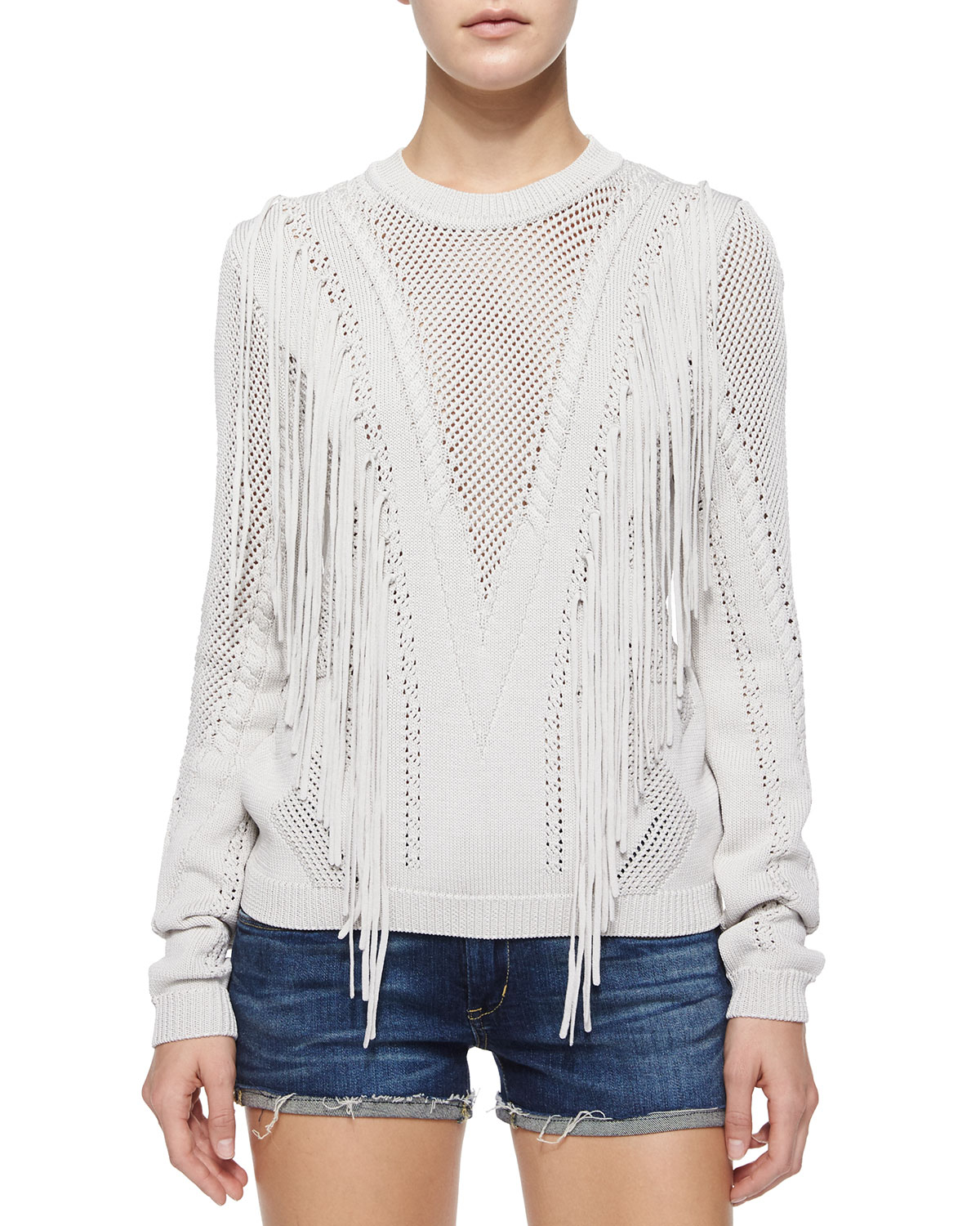 Ronny Kobo Mesh-Knit Fringe Sweater In White Lyst Gallery - Ronny Kobo Mesh-Knit Fringe Sweater In White Lyst