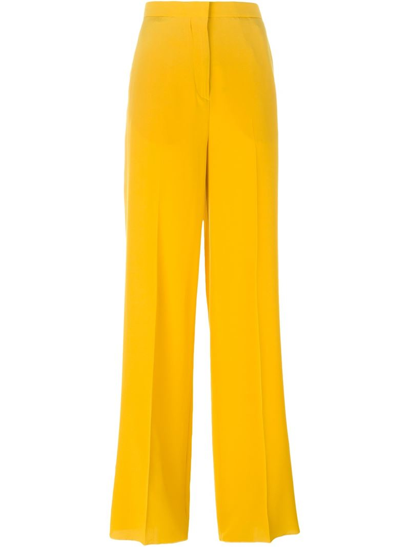 Lyst - Rochas Wide Leg Trousers in Yellow