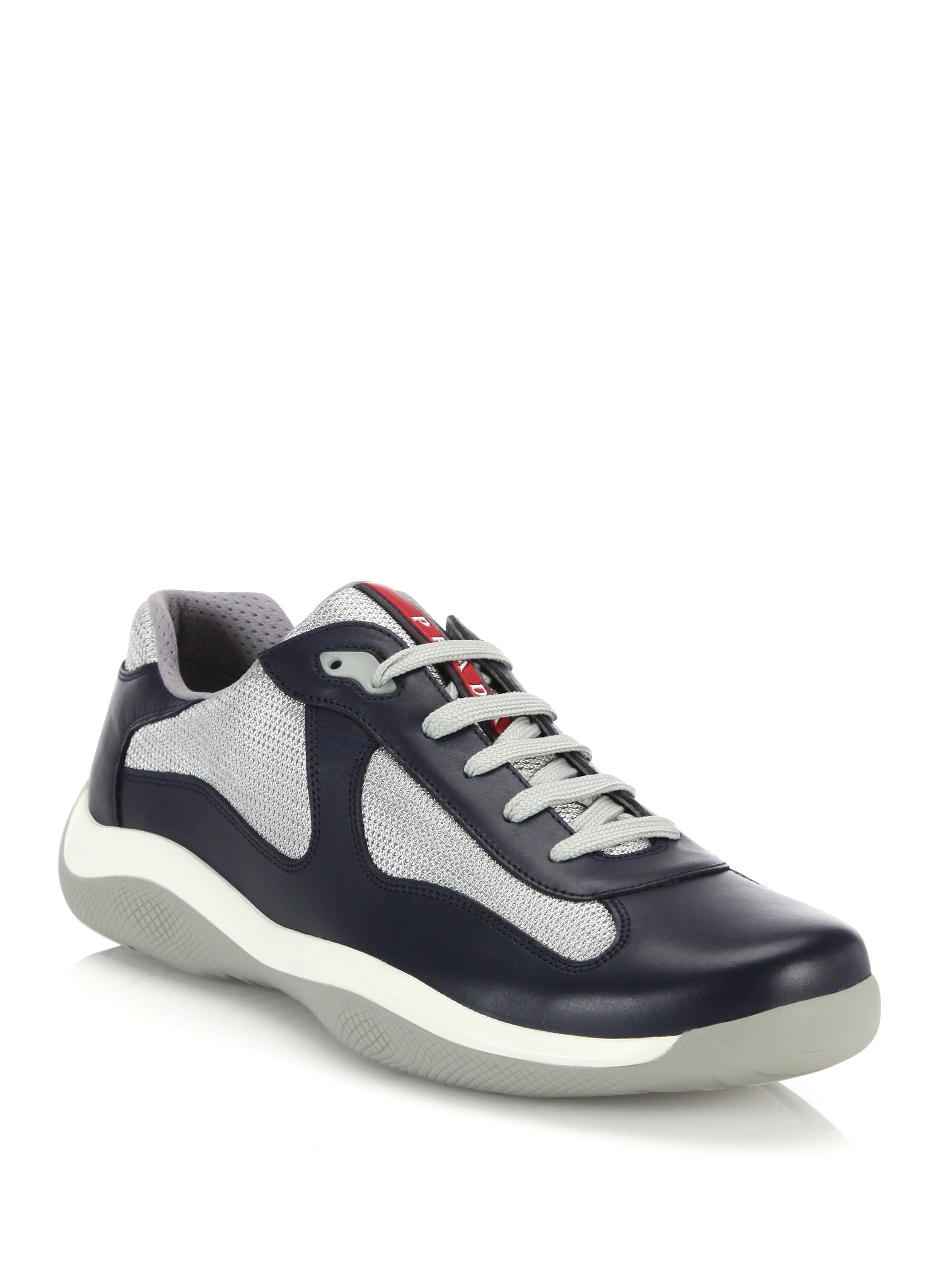 Prada Leather & Mesh Sneakers in White for Men - Lyst