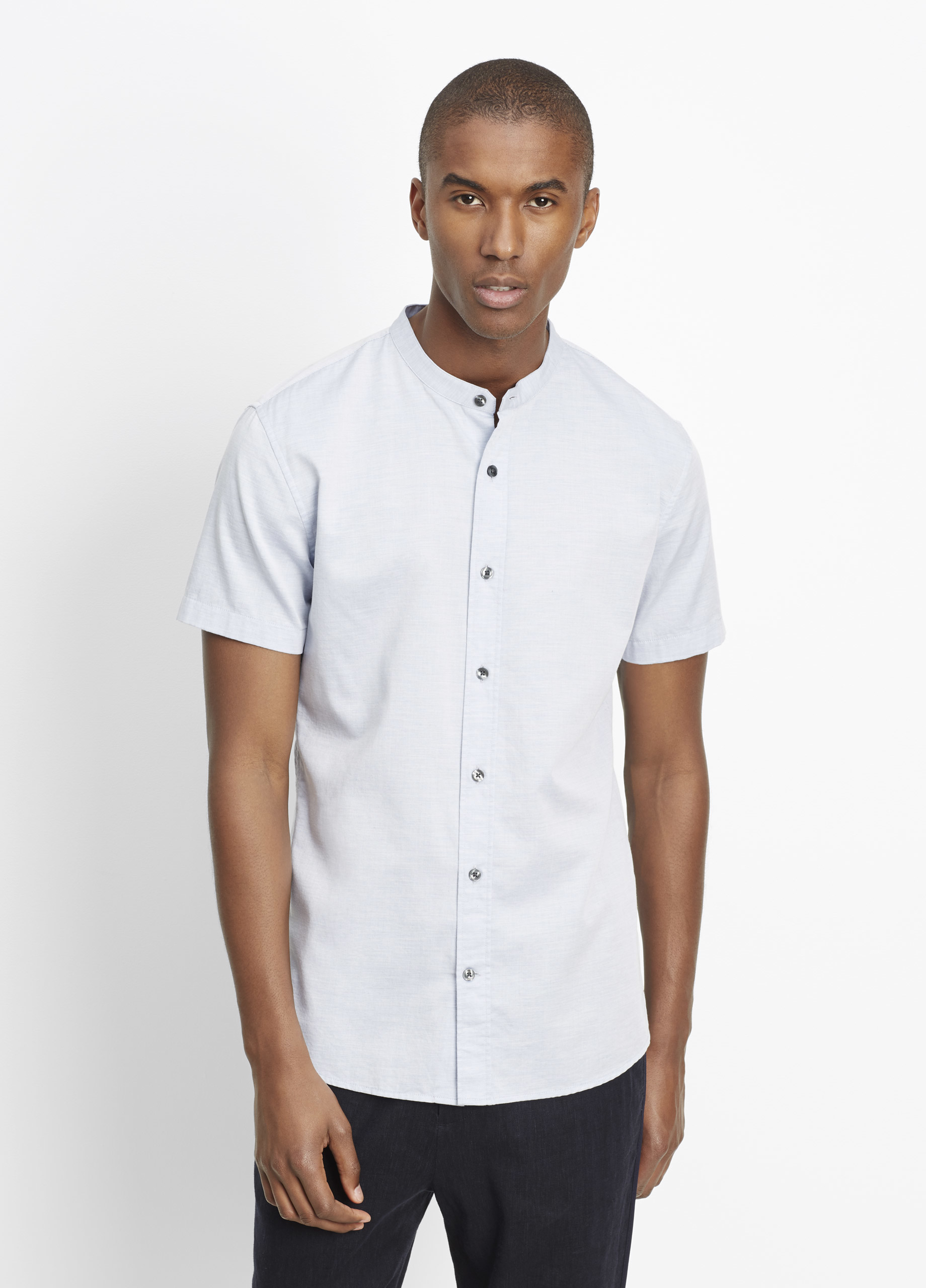 no collar button down shirt Big sale 