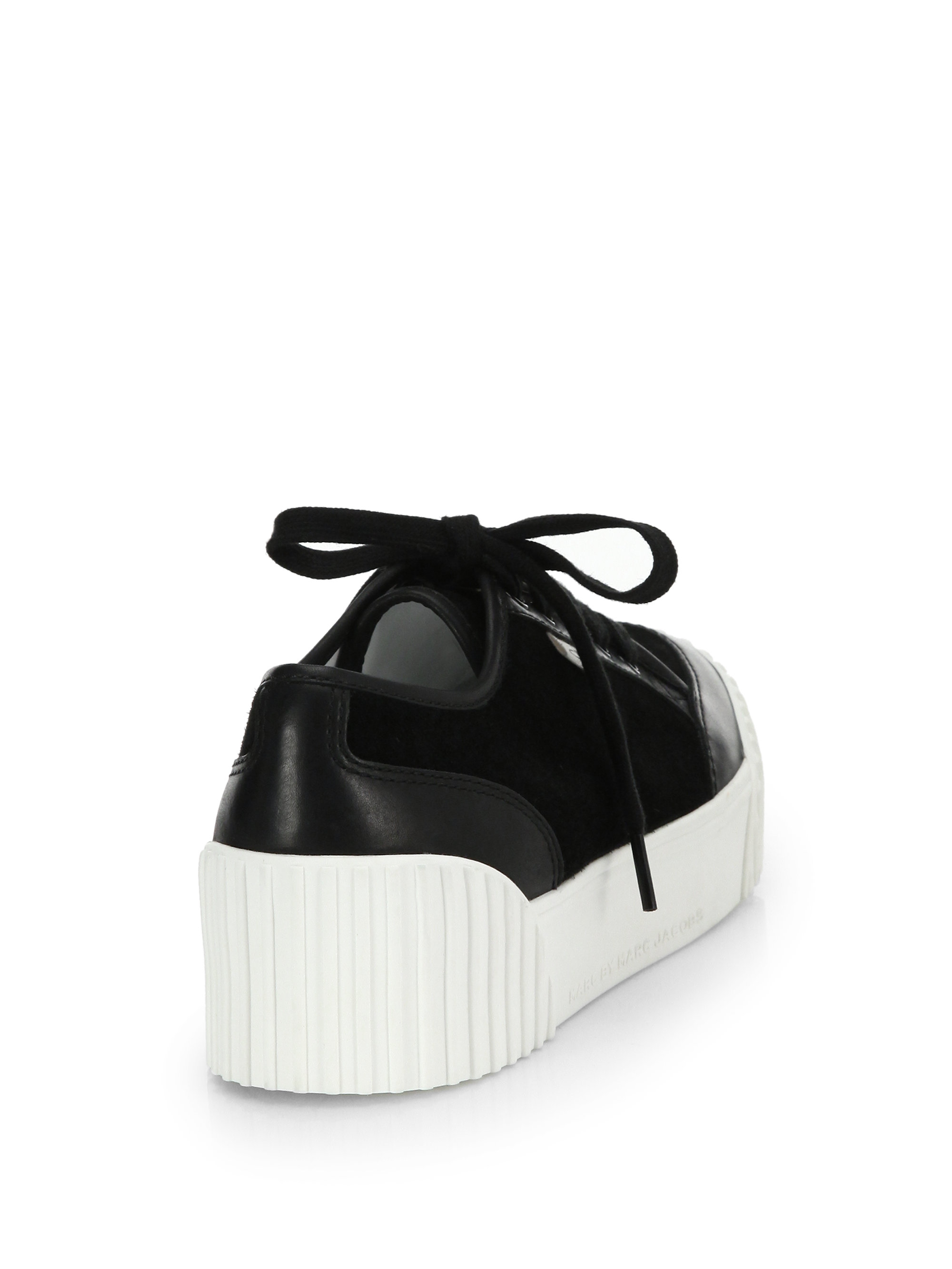 Marc By Marc Jacobs Suede Leather Platform Sneakers in Black - Lyst