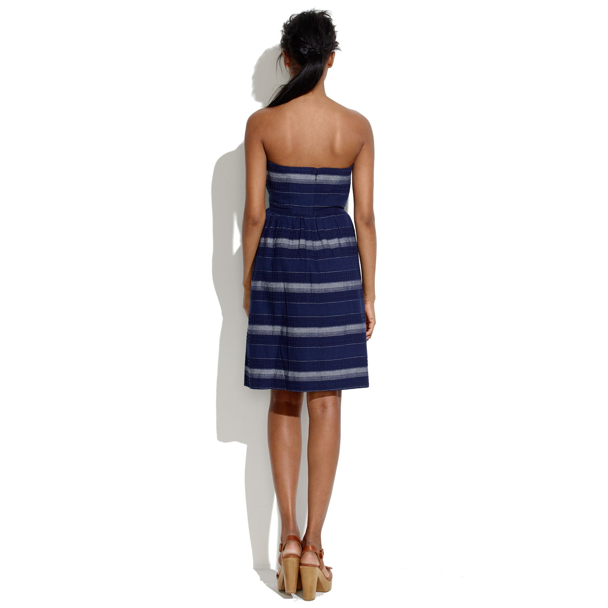 Madewell Woven Stripe Strapless Sundress in Blue Lyst