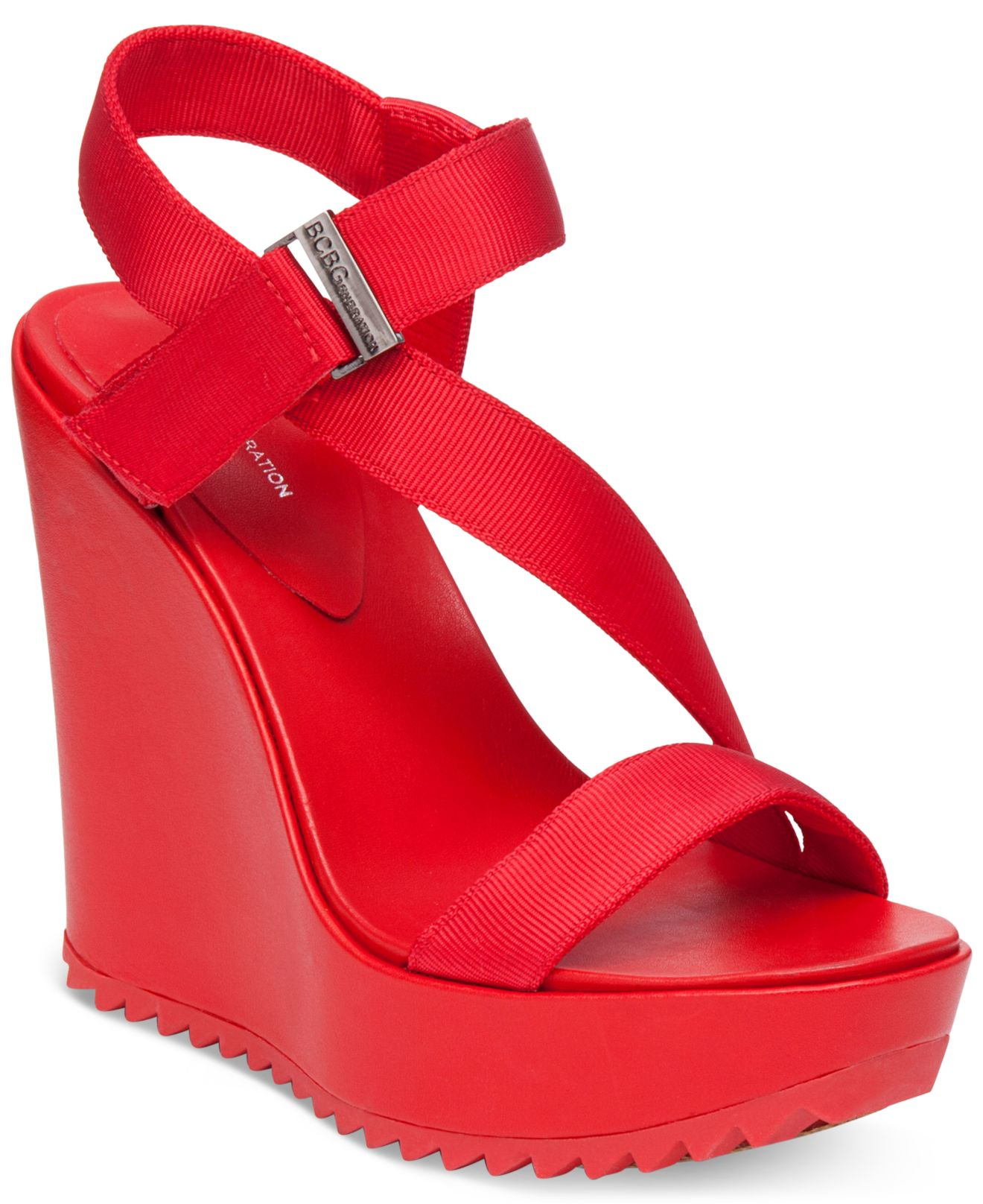 BCBGeneration Carille Wedge Sandals in Red | Lyst
