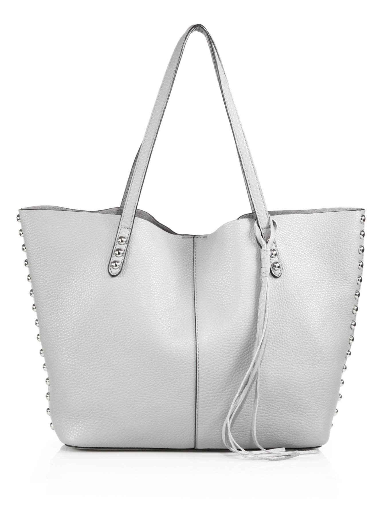 Rebecca Minkoff Studded Leather Tote in Gray | Lyst