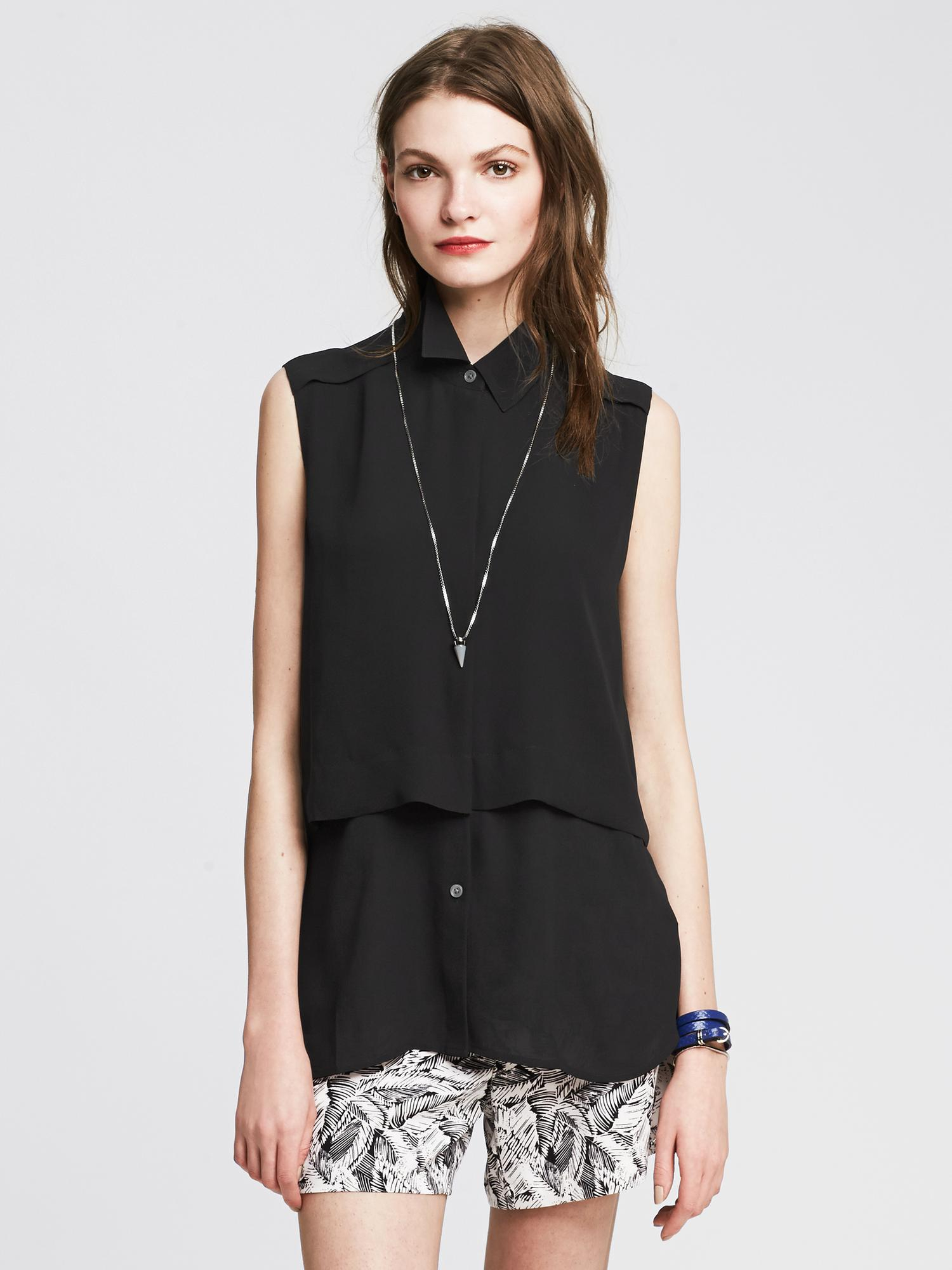 Banana republic Layered Sleeveless Blouse in Black Lyst