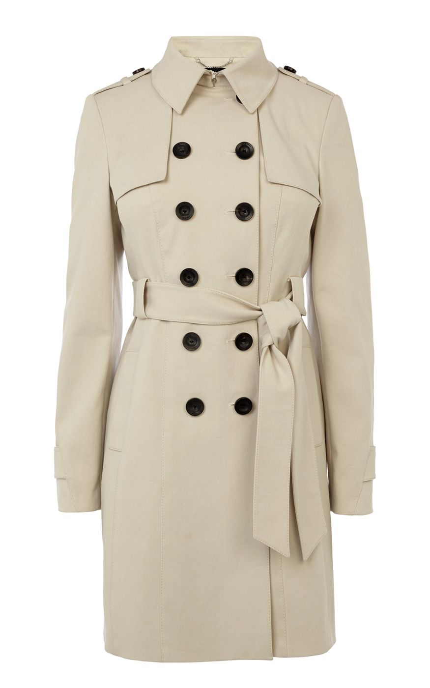 Karen Millen Traditional Investment Trench Coat in Stone (White) - Lyst