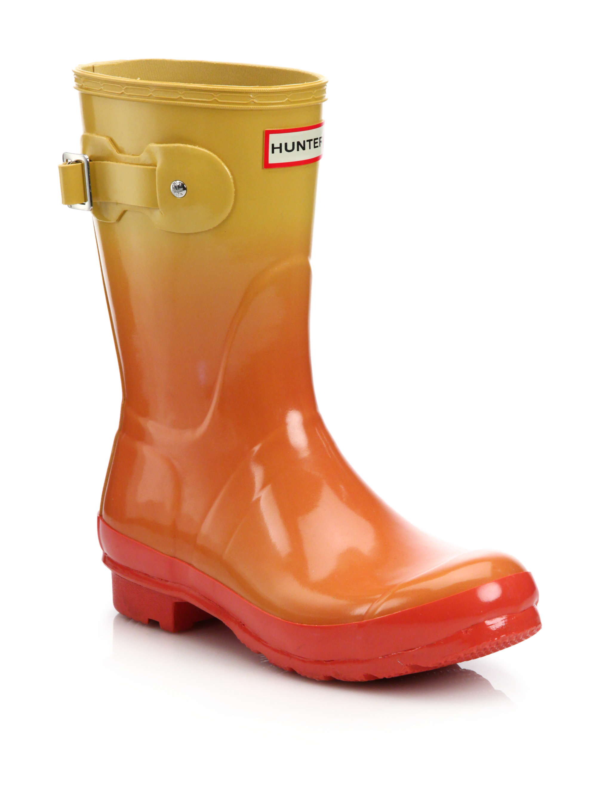 womens orange rain boots