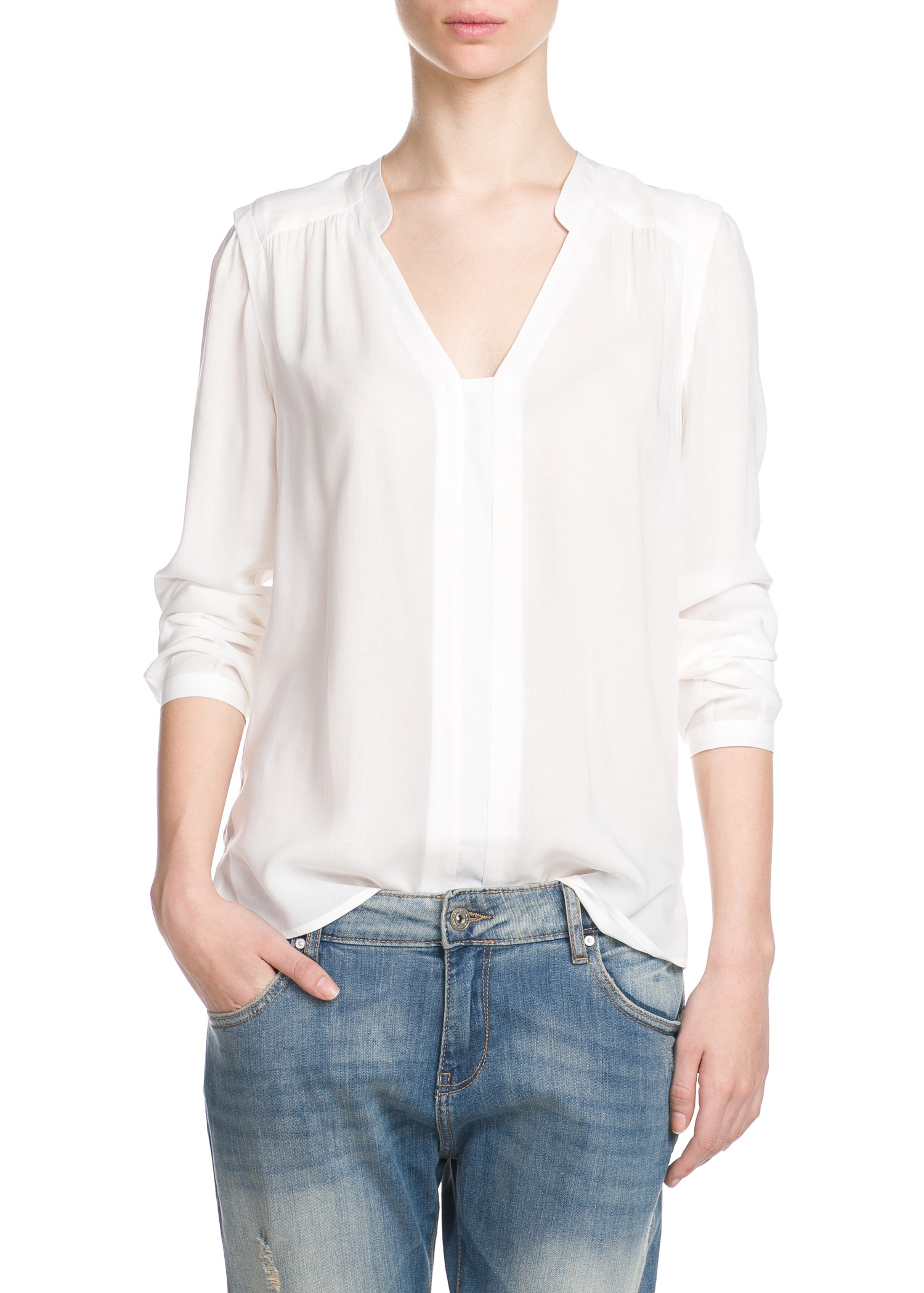 Lyst Mango Flowy Shirt in White