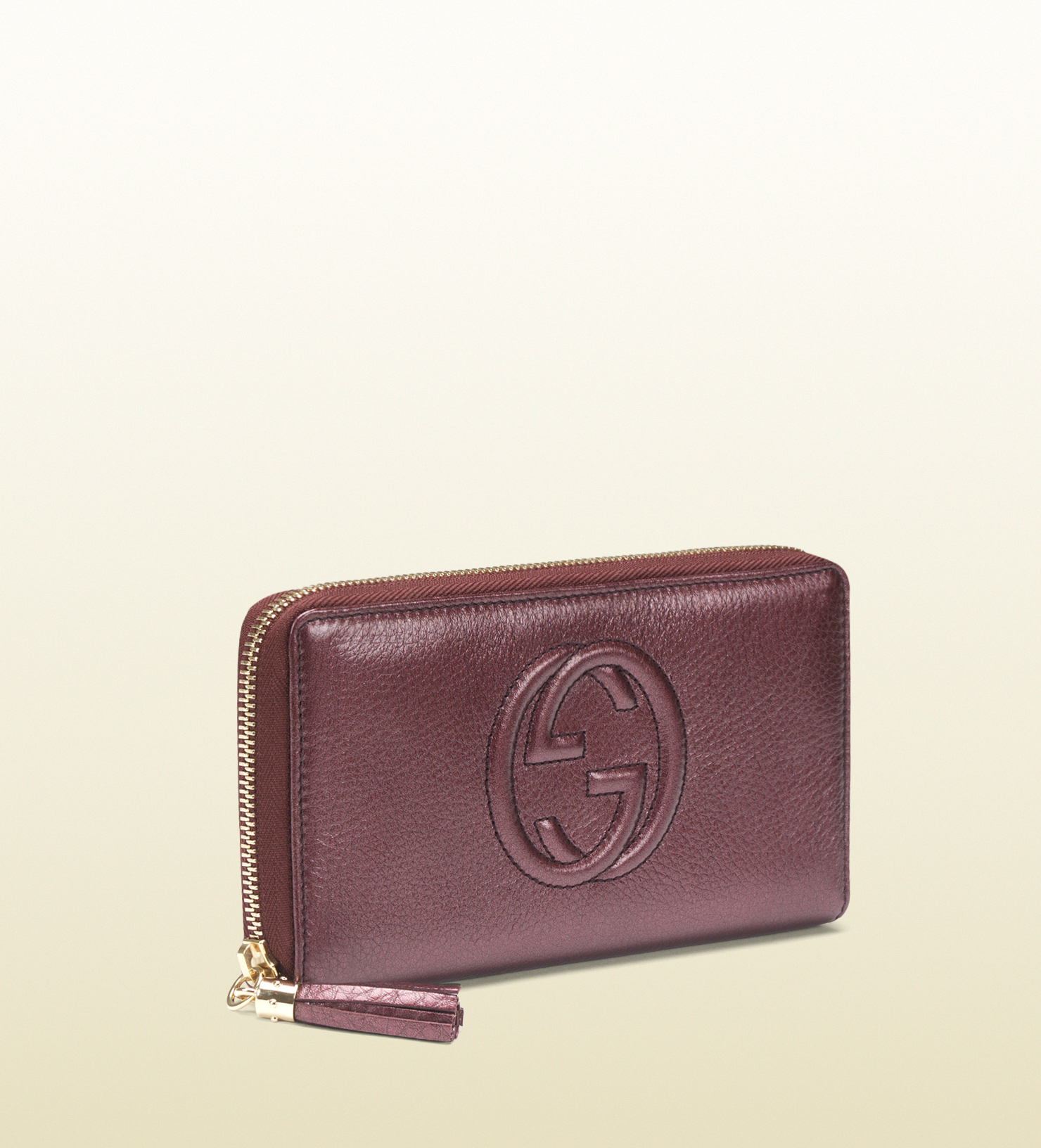 Gucci Soho Metallic Leather Zip Around Wallet in Burgundy (Red) for Men - Lyst
