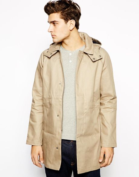 Selected Trench Coat with Hood in Beige for Men (Sand) | Lyst