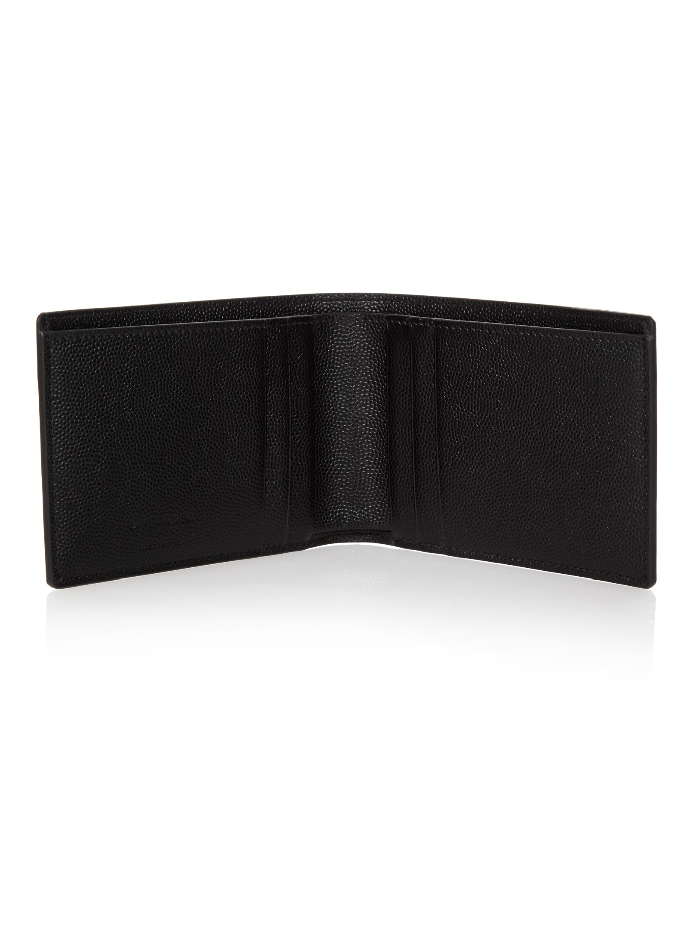 Saint Laurent Grained-Leather Bi-Fold Wallet in Black for Men - Lyst